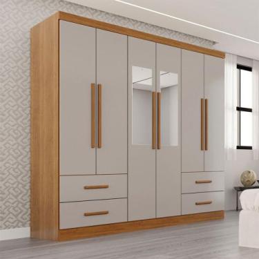 Imagem de Guarda-Roupa Casal Balder Premium 6 Portas 4 Gavetas com Espelho Cinam