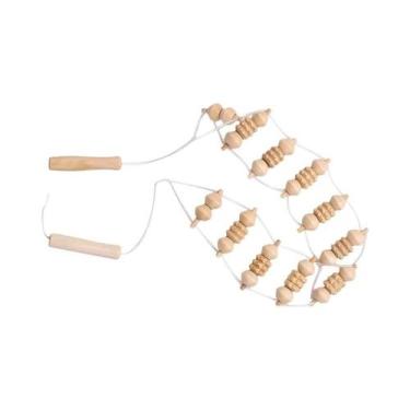 Imagem de Rolo Massageador De Costas De Madeira Com Corda Para Modelagem Corpora