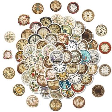 Imagem de Adesivos: relógio nostálgico, vinil, grafite impermeável, 50 unidades 