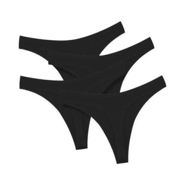 Imagem de Conjunto De 4 Calcinhas Thong De Algodão Sem Costura Sexy Para Mulhere