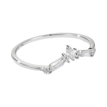 Imagem de Anel Feminino Banhado a Ouro 14K Com Zircônia Cúbica, Coroa Geométrica