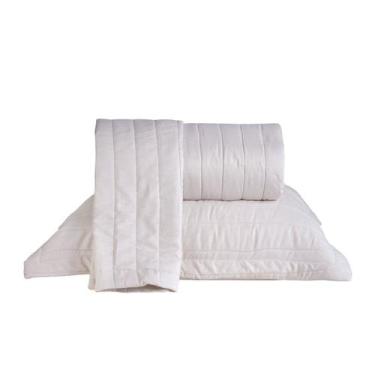 Imagem de KIT Cobre Leito Colcha King Lino Stile Tessi 3 Peças Matelado Liso LIN