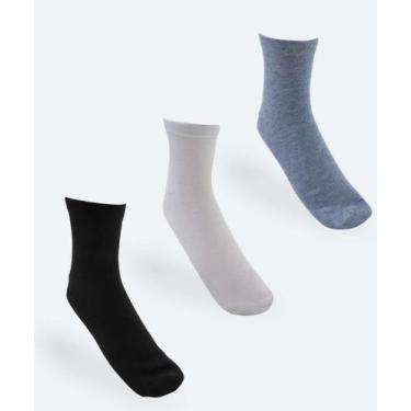 Imagem de Kit 3 Pares Meias Masculina Cano Curto Básica Marisa-27067 - MR, 39/43