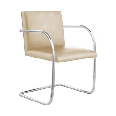 Imagem de Cadeira Brno para Escritório Couro Sintético Bege Tubular Cromada