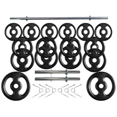Imagem de Kit Anilhas e Barras Musculação com Presilhas 36 Kg-Unissex
