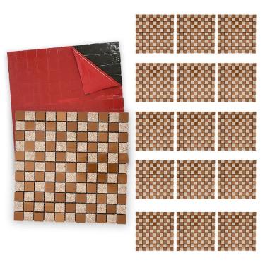 Imagem de Pastilha De Vidro Autocolante Kit 15 Uni Parede Lavabo Box Banheiro Sala Decorativa Facil Aplicacao Requintada Moderna