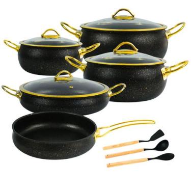 Imagem de Jogo de Panelas Indução Revestimento Antiaderente Granito Cerâmico 12 