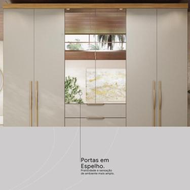 Imagem de Guarda Roupa Casal Giardino 6 Portas de Bater 4 Gavetas MDP com Espelho Amêndola-Nude Prime Demóbile