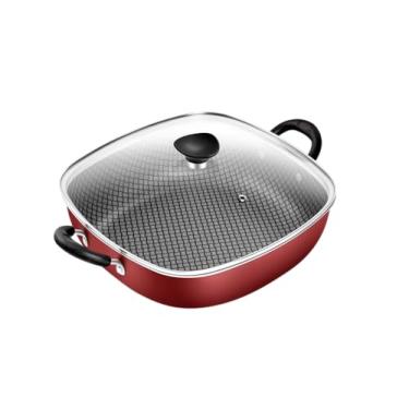 Imagem de Frigideira Wok Quadrada 2 Alças N°29 Antiaderente Vermelho Patolux
