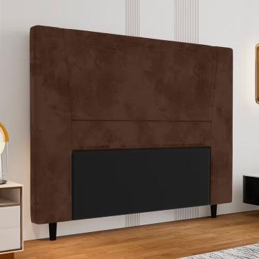 Imagem de Cabeceira para Cama Box Solteiro Marcela Estrutura em Madeira Maciça com Revestimento em Suede Portobel Chocolate