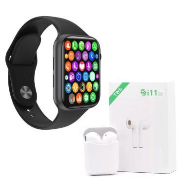 Imagem de Kit 1 SmartWatch IWO 8 Lite Plus Preto +Fone i11 TWS Branco