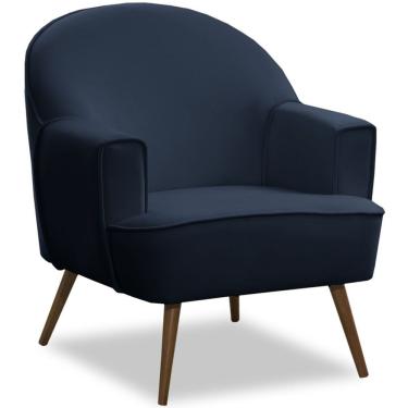 Imagem de Poltrona Decorativa Pérola Veludo Azul Konfort Móveis