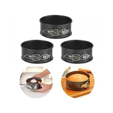 Imagem de Conjunto 3 Mini Formas Fundo Removível Bolinho Antiaderente