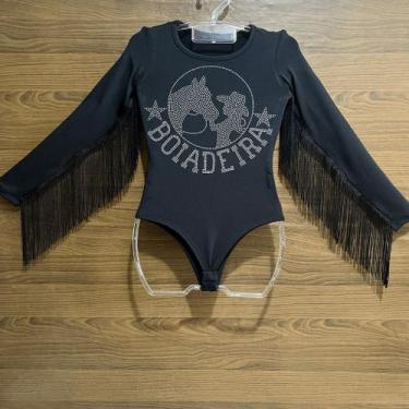 Imagem de Body Infantil Ana Castela Country  Manga Longa com Franja e Strass Boi