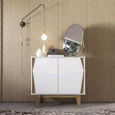 Imagem de Aparador Buffet Sala California 2 Portas - Lukaliam, Branco/Madero Can