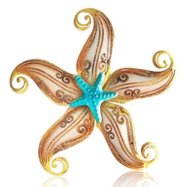 Imagem de Decoração de parede Metal Starfish POXOHO 30 cm Arte náutica