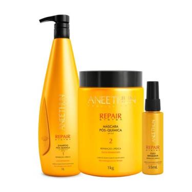 Imagem de Kit Aneethun Repair Pós quimica Shampoo 1L + Máscara 1Kg + Óleo Repara
