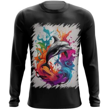 Imagem de Camiseta Manga Longa Golfinho Inteligência Arte Pintura 9 - Kasubeck S