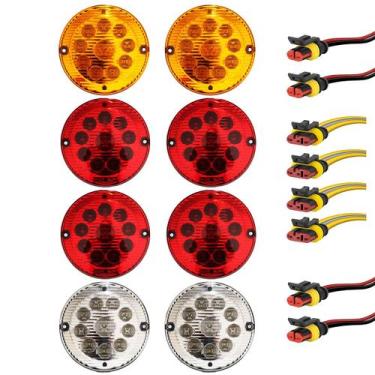Imagem de KIT 8 Lanterna Traseira Ônibus Caminhão 155mm 10 LED 12V + Conector - 
