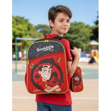Imagem de Kit Mochila Estojo Escolar Enaldinho Youtuber Costas Aula - Luxcel