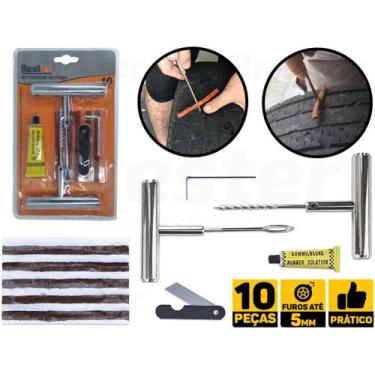 Imagem de Kit Reparo Metal Remendo Macarrão Pneu Sem Câmara Carro Moto Bestfer B