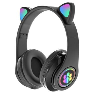 Imagem de Fone De Ouvido Sem Fio Orelha De Gatinho Gato Headphone Led Sem Fio Co