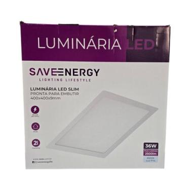 Imagem de Painel Plafon Led Embutir 40x40cm 36W 6500K Branco Bivolt - Save Energ