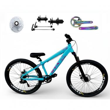 Imagem de Bicicleta 26 Gta Rebel Freeride Cor Azul/rosa Single 8v Cubo Barulhento Pedivela Camale...