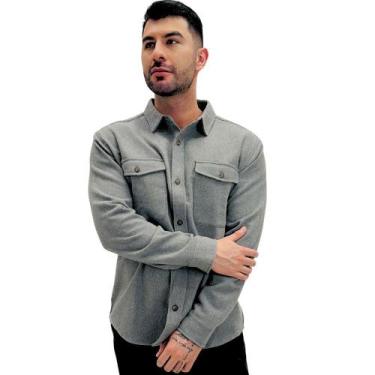 Imagem de Camisa Hering Manga Longa em Tecido Masculina, XG, Cinza