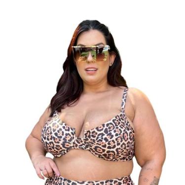 Imagem de Top Avulso Plus Size Meia Taça Retrô Onça - Califórnia Brasil, Onça, G