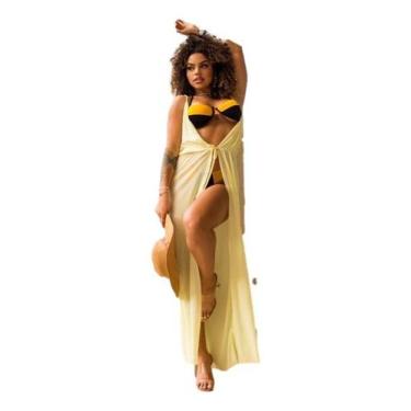 Imagem de Saída De Praia Longa Alcinha Tule Feminina amarração - Look Dreams