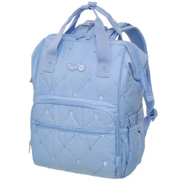 Imagem de Mochila Maternidade Tigor T Tigre Comfy  Matelassê Azul Bebê Menino Bolsos Laterais Internos Externos Confortável Resis