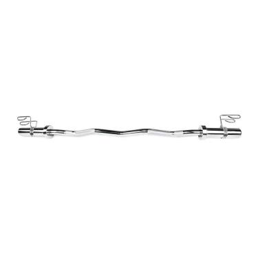 Imagem de Barra W para Musculação 1.20m Cromada com Presilha Olímpica para Fortalecimento Muscular Kikos