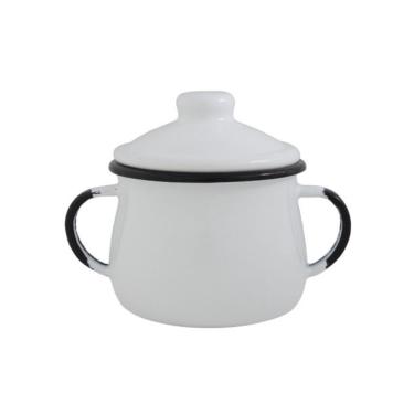 Imagem de Açucareiro Esmaltado 0,38L para Servir e Decorar em Aço Especial com Esmalte Vítreo Branco Ewel
