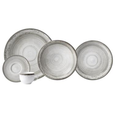 Imagem de Aparelho de Jantar 20 Peças Esfera para Mesa Posta em Porcelana Resistente ao Micro-ondas Cinza Schmidt