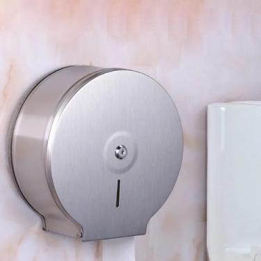 Imagem de Dispenser Redondo Banheiro Para Papel Higienico Aço Inox 25cm Frigopro