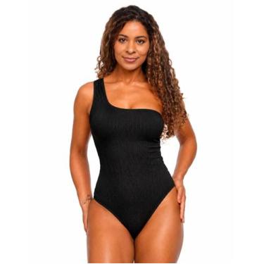 Imagem de Maiô Feminino Texturizado Um Ombro Só Todo Forrado Luxo Poliéster Prai