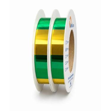 Imagem de Kit Fitas Metaloide 10mm x 50 metros Decorar Brasil Copa Verde Amarelo