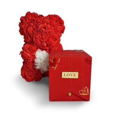 Imagem de Kit Urso de Rosas e Porta Joias Love Presente Romântico - Estocasa