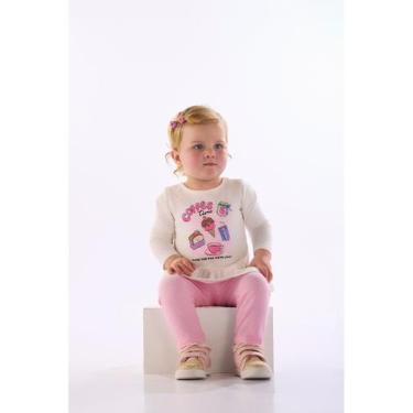 Imagem de Conjunto Bebê Menina Legging Quimby, Bege