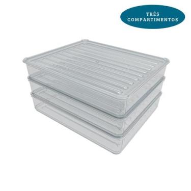 Imagem de Kit Porta Frios Presunto Queijo Kit Acrílico Resistente Com Tampa Herm