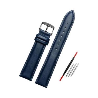 Imagem de Pulseira De Relógio Em Couro Genuine Azul Ajustável 14-23mm Para Relóg