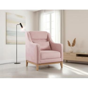 Imagem de Poltrona Encosto Alto Veludo Áquila Rosa - Zurc Decor