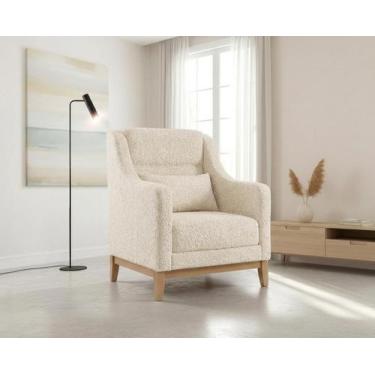 Imagem de Poltrona Encosto Alto Bouclé Áquila Bege Nude - Zurc Decor