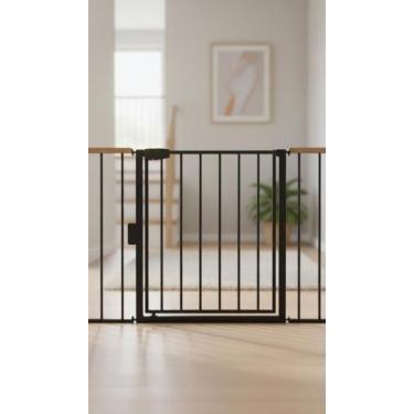 Imagem de Portão Grade Segurança Bebê Pet Aço 80cm Preto - Congratulations Store