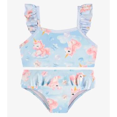 Imagem de Conjunto Biquini Blusa Com Calcinha UV Rovi Kids Azul, 10, Azul