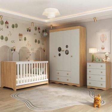Imagem de Quarto De Bebê Completo Com Berço Americano 3 Em 1 Sonho Multimóveis M