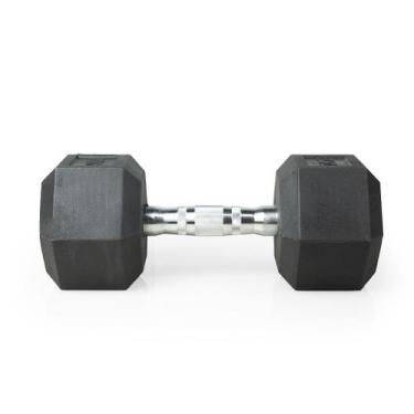 Imagem de Halter 10kg Emborrachado Sextavado Cromado Dumpbell Academia - PHELPS 
