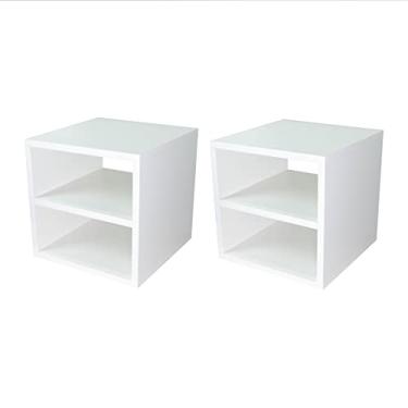 Imagem de Kit Nicho Mesa de Cabeceira Suspenso 30x30x30cm MDF Branco - 2 Unidades