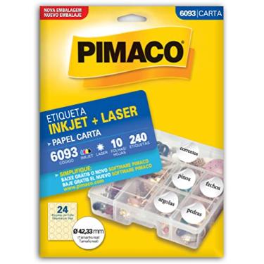 Imagem de Etiqueta inkjet/laser carta 6093 com 10 folhas Pimaco